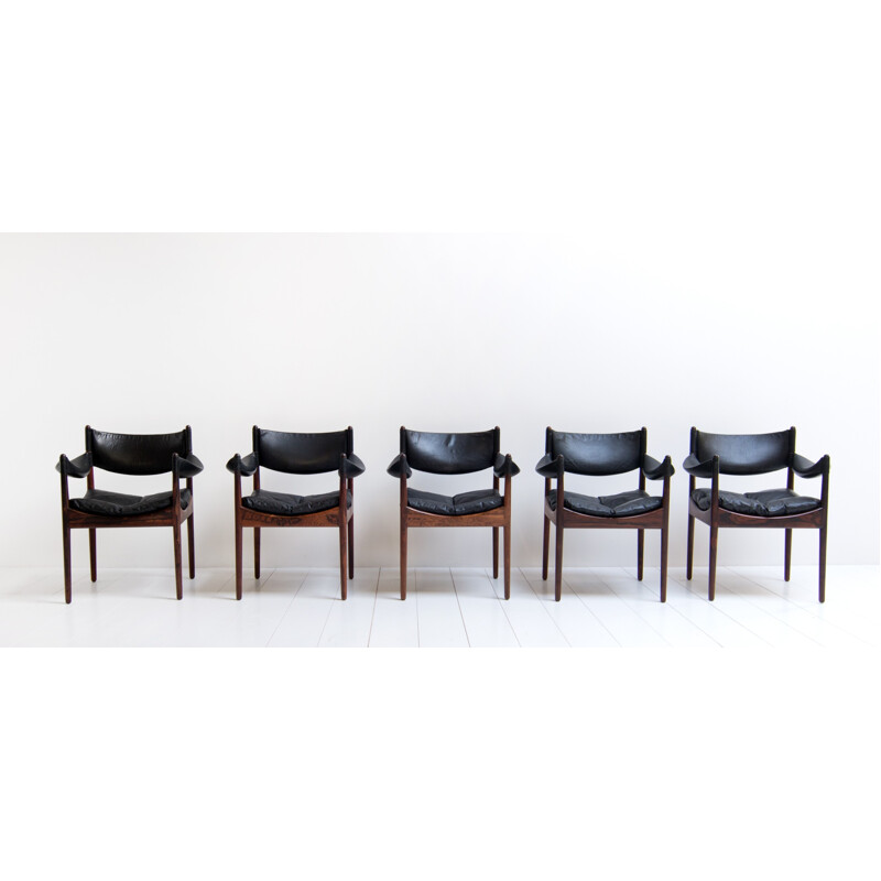 Set of 5 dining chairs in rosewood by Kristian Vedel - 1960s
