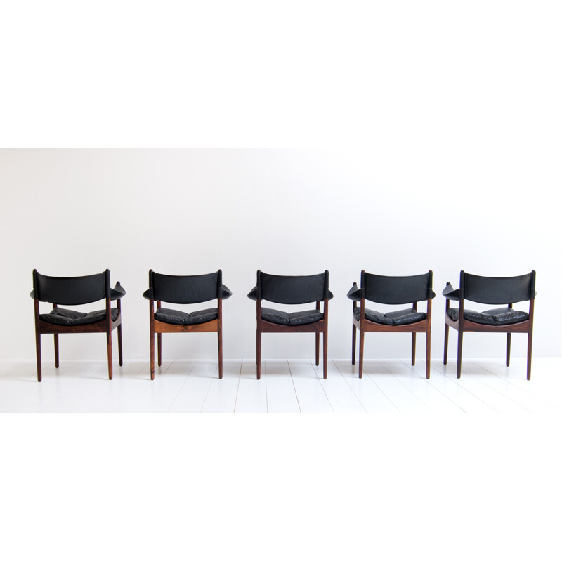 Set of 5 dining chairs in rosewood by Kristian Vedel - 1960s