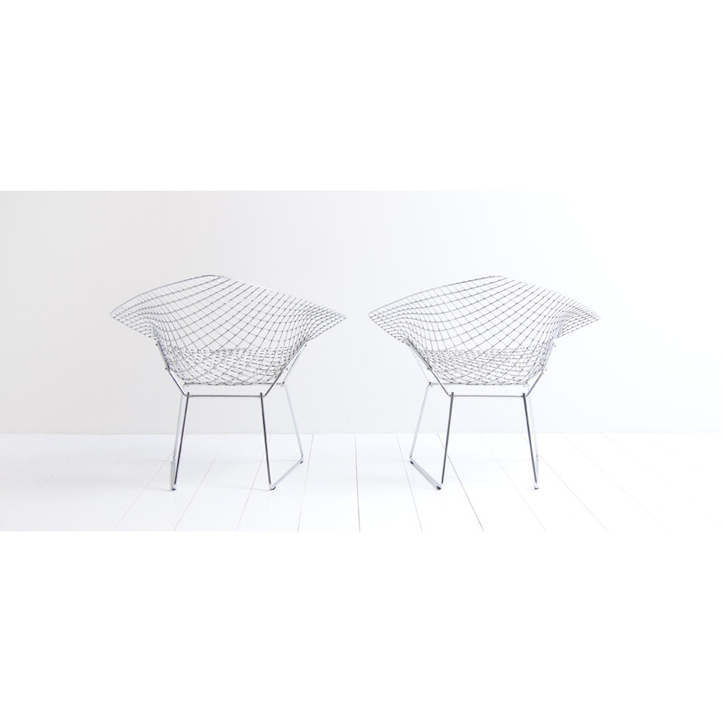 Set of 2 vintage "Diamond" chairs by Harry Bertoia for Knoll - 1950s