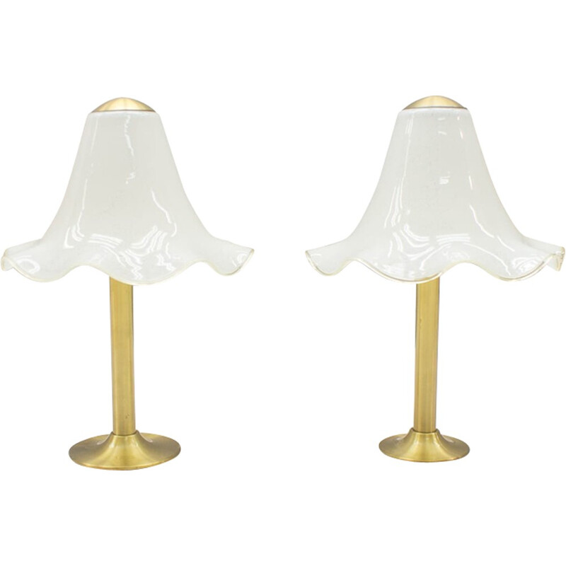 Set of 2 Table Lamps in Glass by Doria - 1960s