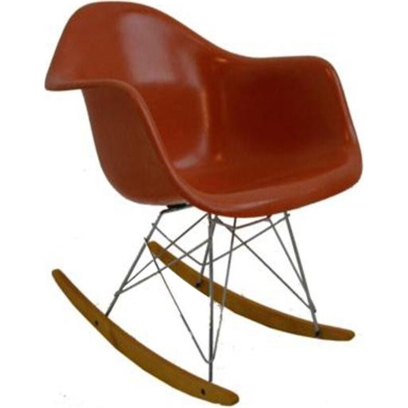 Vintage orange RAR Rocking chair by Ray & Charles Eames - 1960s 