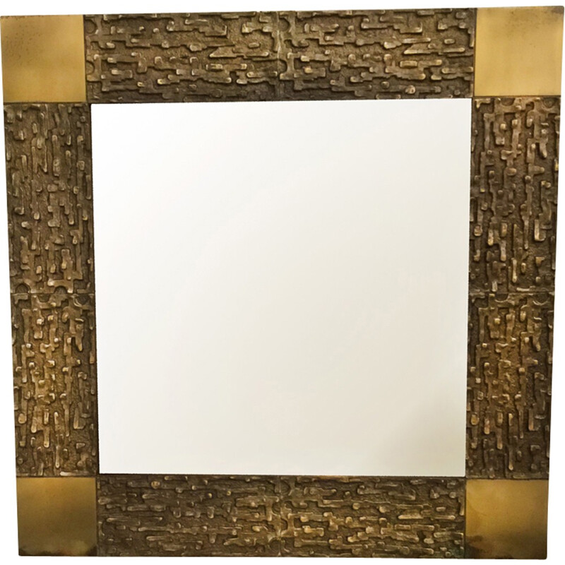 Miroir vintage en bronze par Luciano Frigerio - 1970