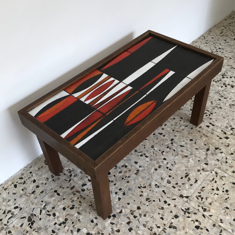 Vintage "Shuttle" table in ceramic by Roger Capron - 1950s