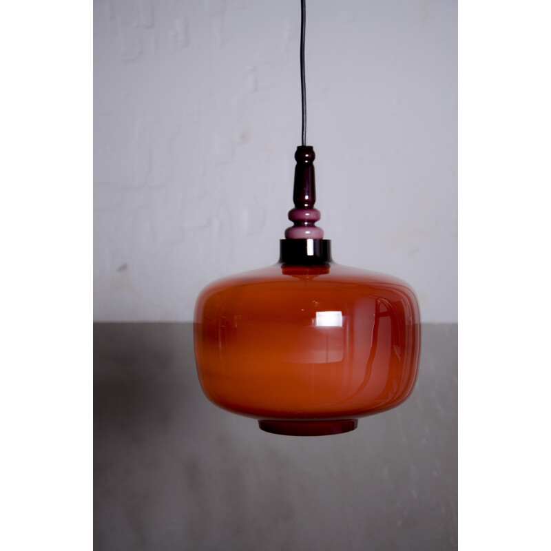 Vintage pendant lamp in opaline glass by Hans Agne Jakobsson for Svera - 1960s