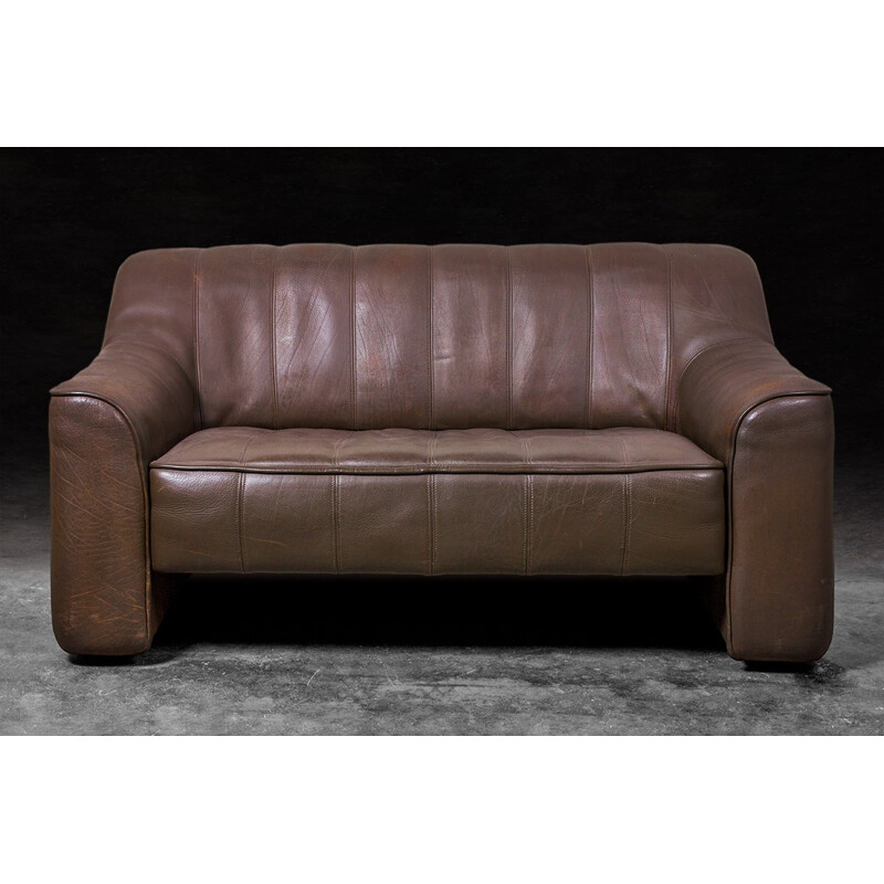 Pair of vintage brown leather sofa by De Sede, Sweden 1970