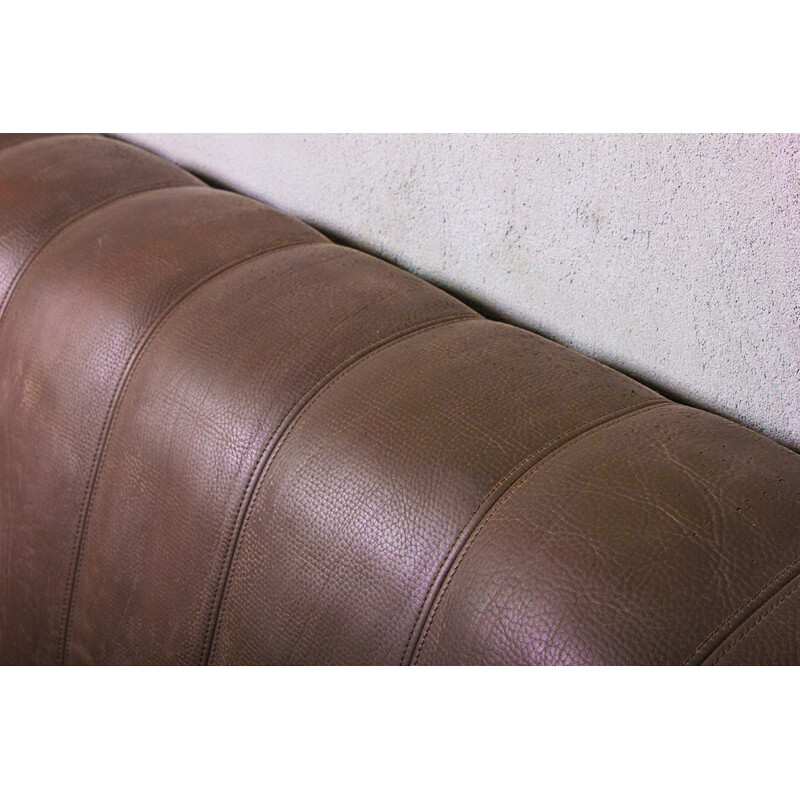 Pair of vintage brown leather sofa by De Sede, Sweden 1970