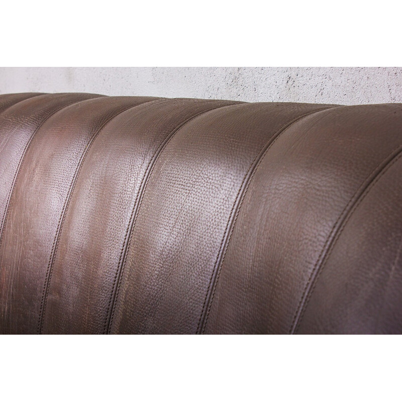 Pair of vintage brown leather sofa by De Sede, Sweden 1970