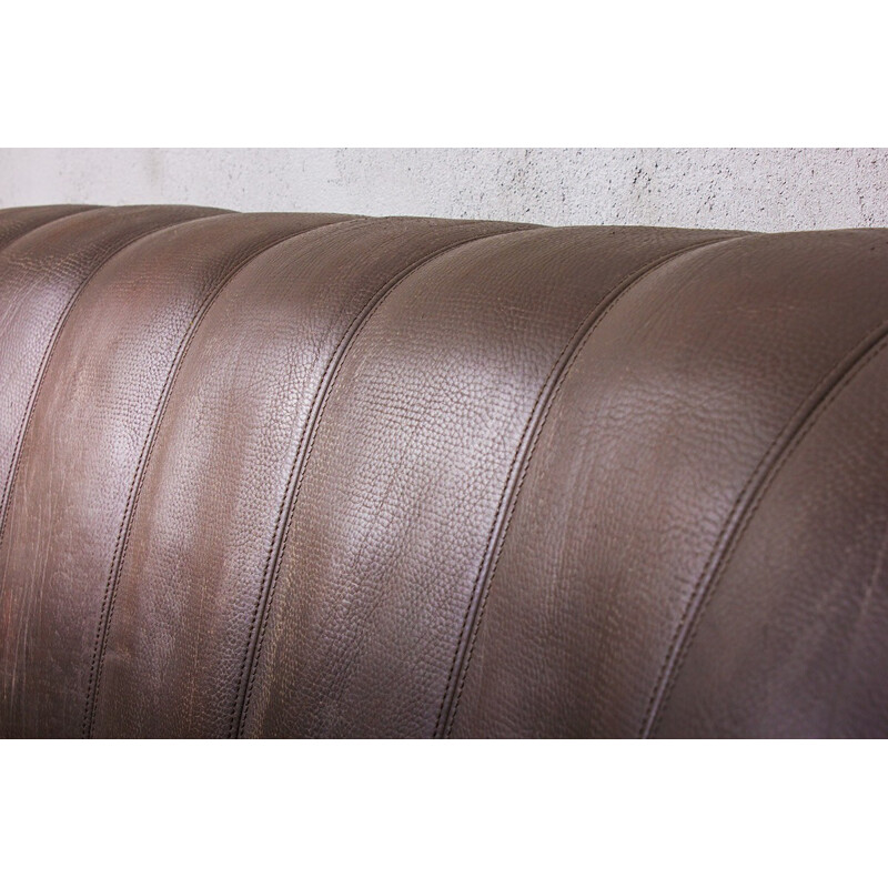 Pareja de sofás de cuero marrón de De Sede, Suecia 1970