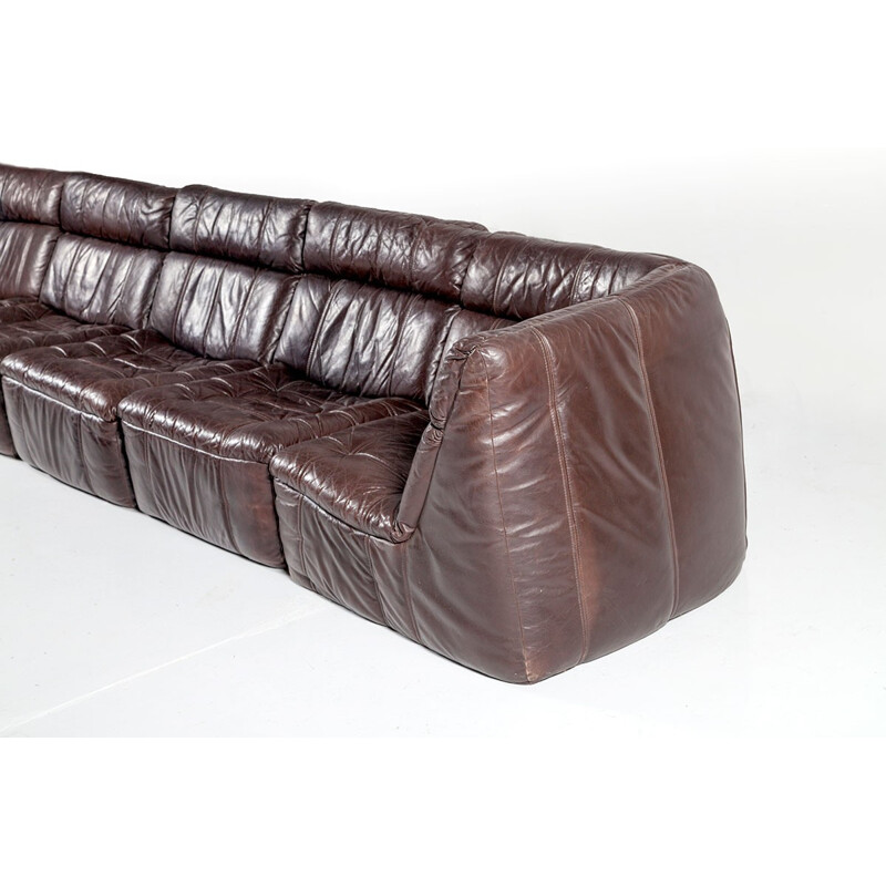 Vintage modular sofa in leather by Rolf Benz - 1970s