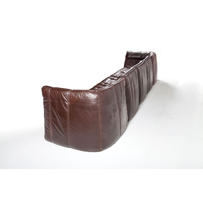 Vintage modular sofa in leather by Rolf Benz - 1970s