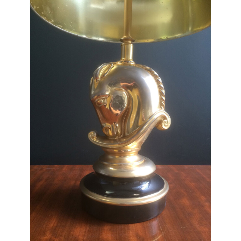 Horse lamp in golden brass - 1970s