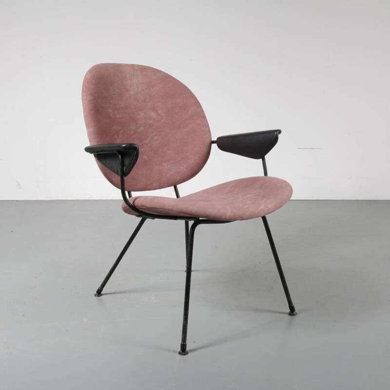 Suite de 2 chaises de bureau hollandaises roses - 1950
