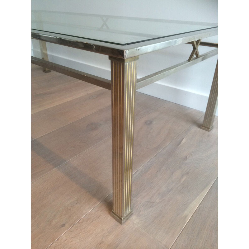 Vintage coffee table in chrome and brass - 1970s