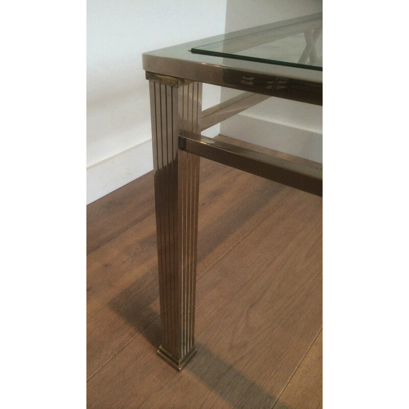 Vintage coffee table in chrome and brass - 1970s