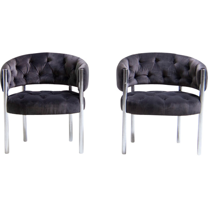 Set of 2 vintage lobby armchairs by Robert Haussmann - 1960s