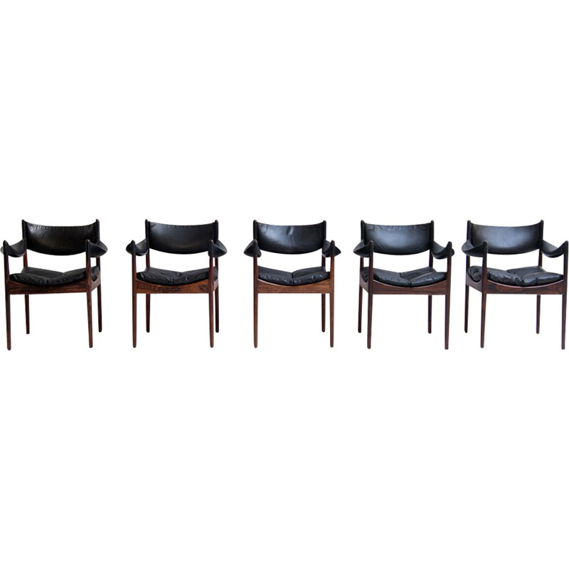 Set of 5 dining chairs in rosewood by Kristian Vedel - 1960s