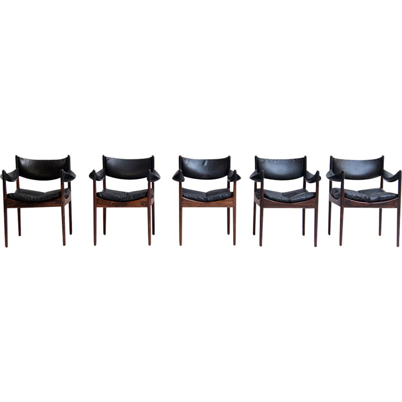 Suite de 5 chaises à repas en palissandre par Kristian Vedel - 1960