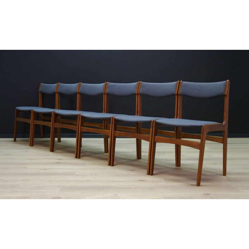 Set of 6 dining chairs in teak - 1960s