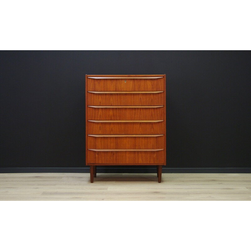 Vintage chest of drawers in teak with 6 drawers - 1960s