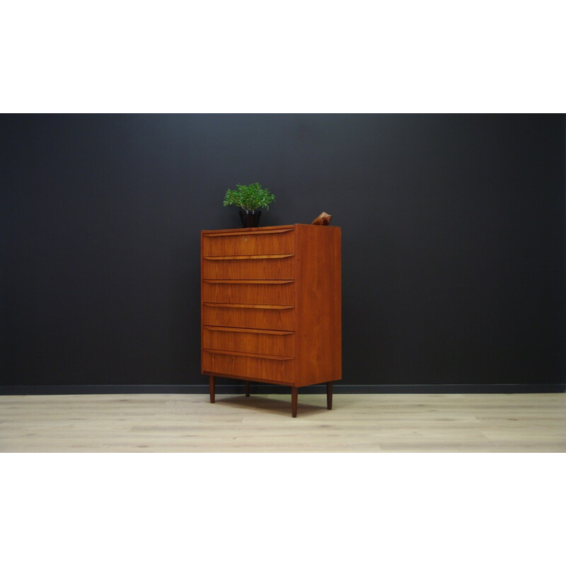Vintage chest of drawers in teak with 6 drawers - 1960s