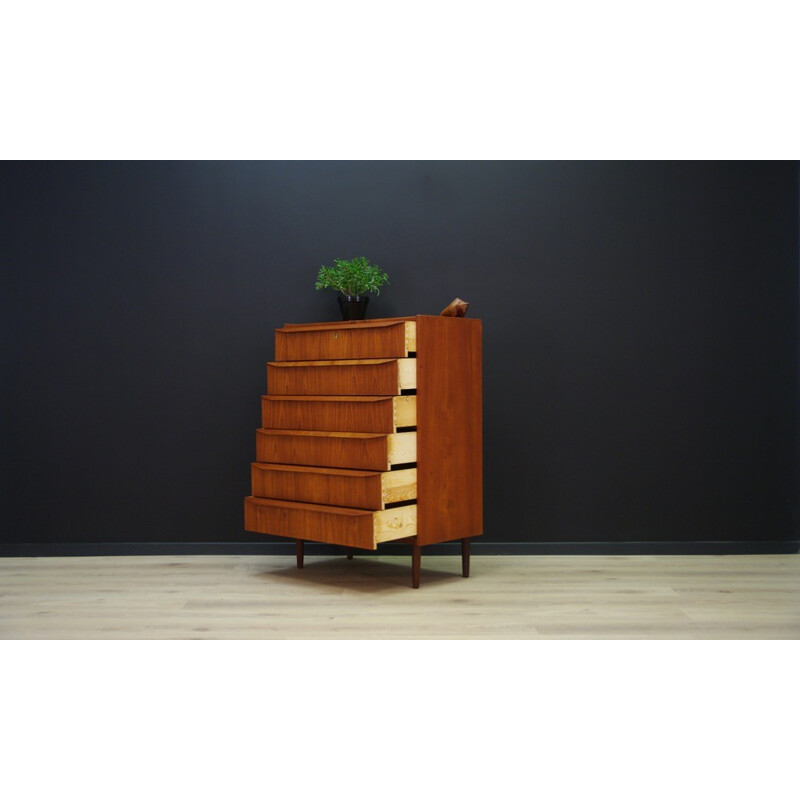 Vintage chest of drawers in teak with 6 drawers - 1960s