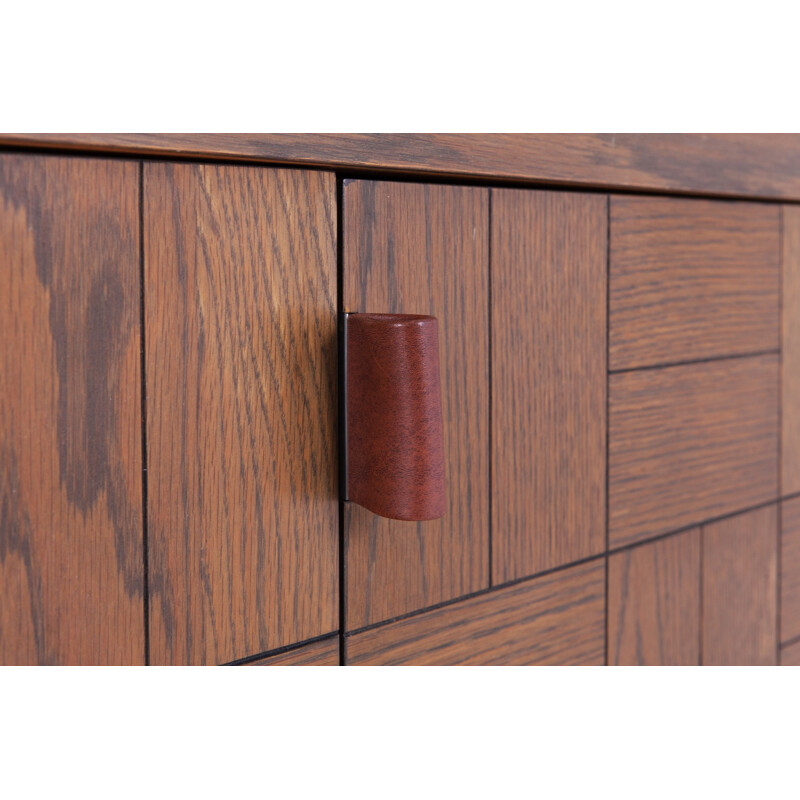 Vintage brutalist sideboard in stained oak - 1970s