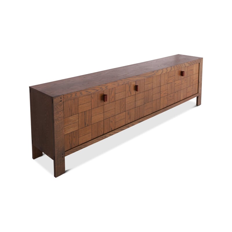 Vintage brutalist sideboard in stained oak - 1970s