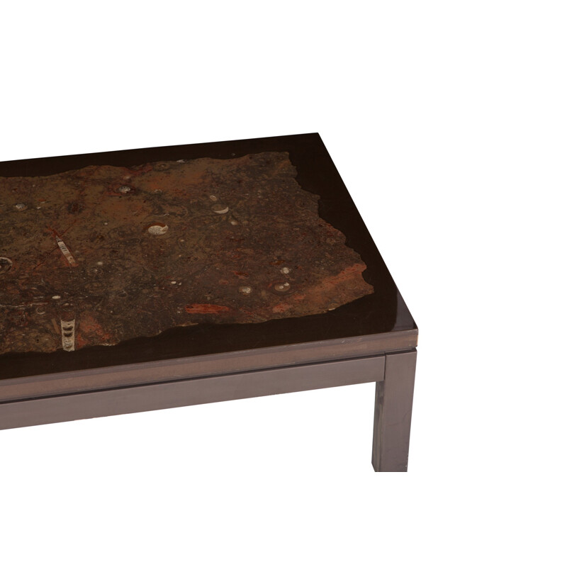 Vintage coffee table with fossiel inlay by Etienne Allemeersch  - 1970s