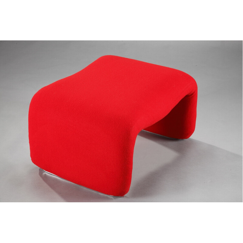 Vintage Ottoman "Djinn" red by Olivier Mourgue for Airborne - 1960s