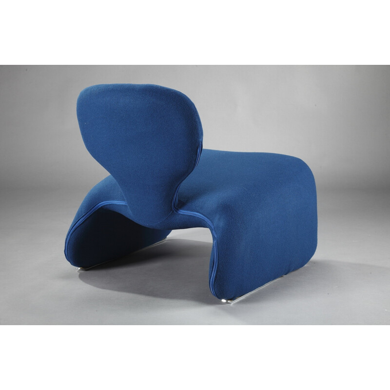 Set of 2 blue "Djinne" easy chairs by Olivier Mourgue for Airborne - 1960s