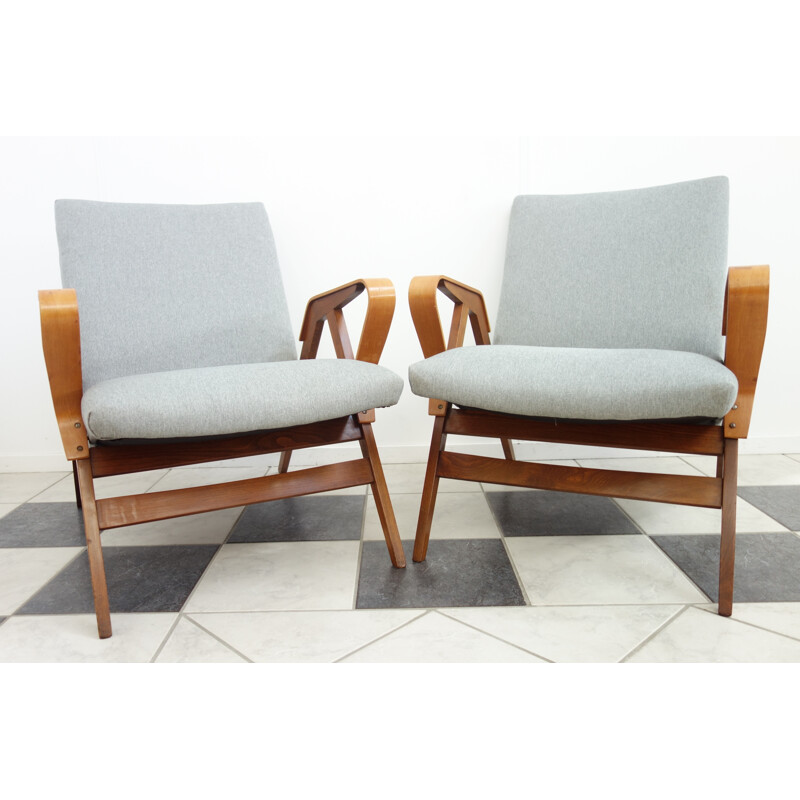 Suite de 2 fauteuils gris par Tatra Nabytok - 1960