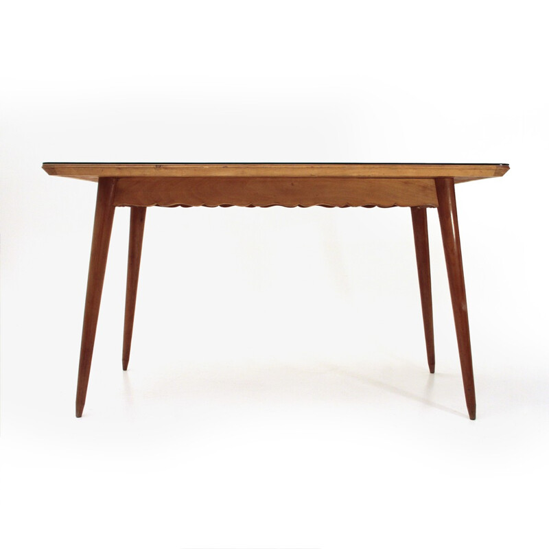 Table à repas vintage italienne en bois - 1950