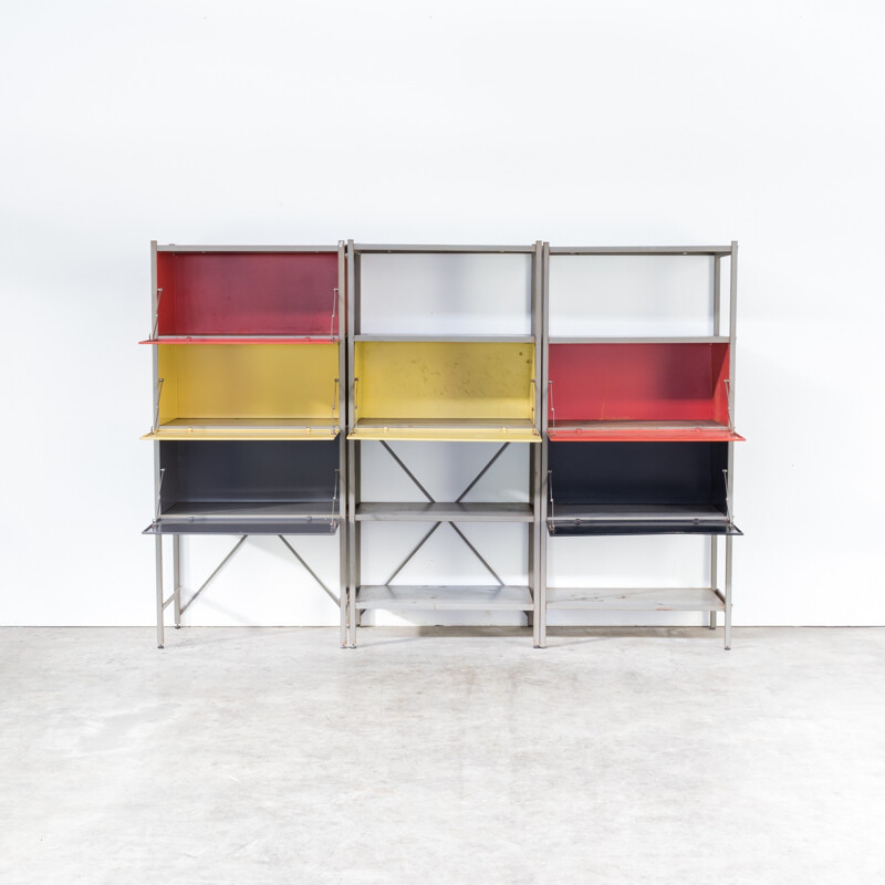 Wall unit "model 663" in 3 blocks by Wim Rietveld for Gispen - 1950s