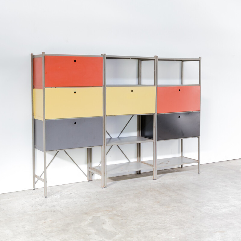 Wall unit "model 663" in 3 blocks by Wim Rietveld for Gispen - 1950s