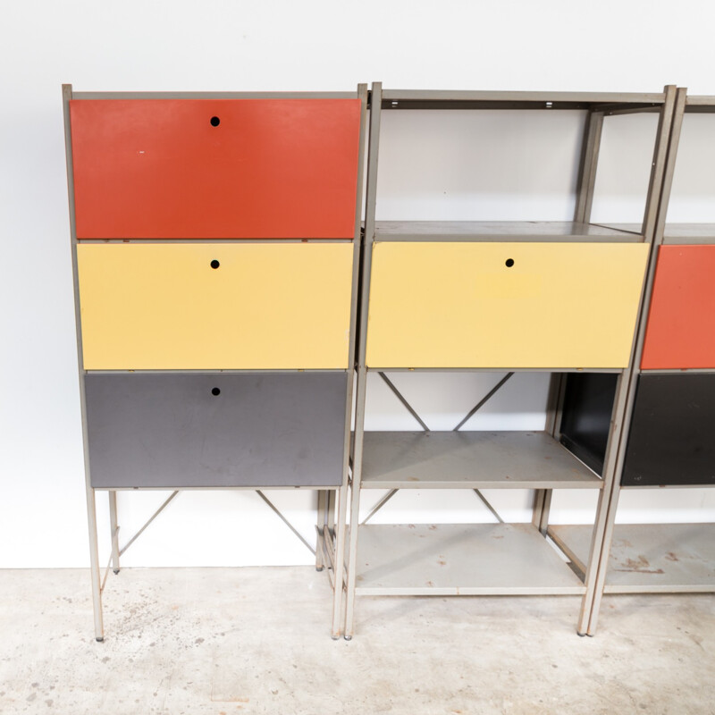 Wall unit "model 663" in 3 blocks by Wim Rietveld for Gispen - 1950s