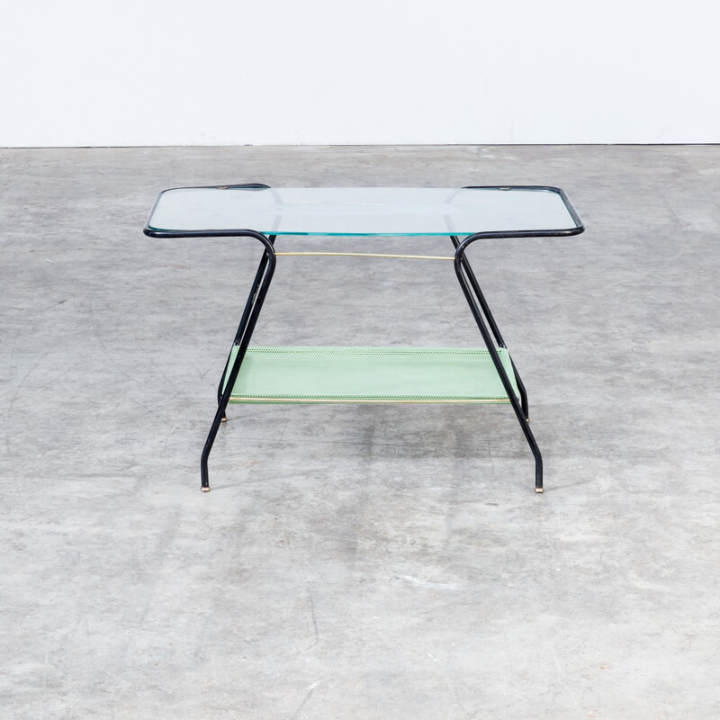 Vintage coffee table in metal & glass - 1950s