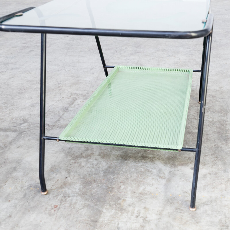 Vintage coffee table in metal & glass - 1950s