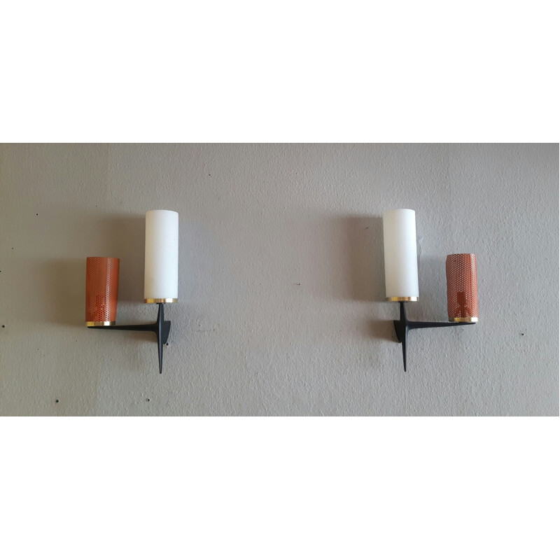 Set of 2 Vintage Wall lamps "Cylinder" for Arlus - 1950s