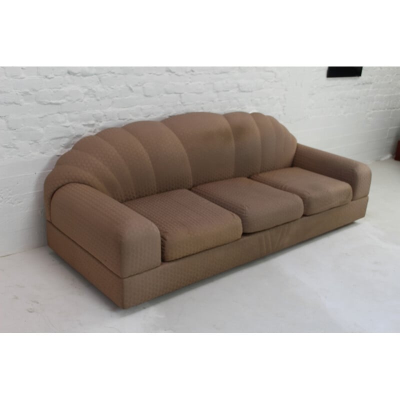 Vintage 3 seater sofa in fabric by Alain Delon - 1970s