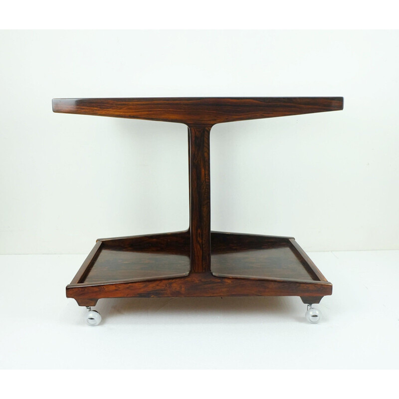 Vintage danish trolley rosewood glass - 1960s