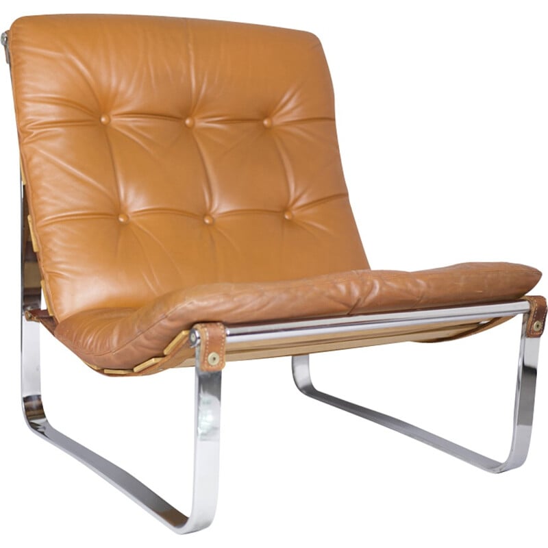 Vintage baked easy chair in chrome and steel by Ingmar Relling for Westnofa - 1960s