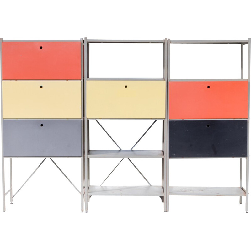 Wall unit "model 663" in 3 blocks by Wim Rietveld for Gispen - 1950s