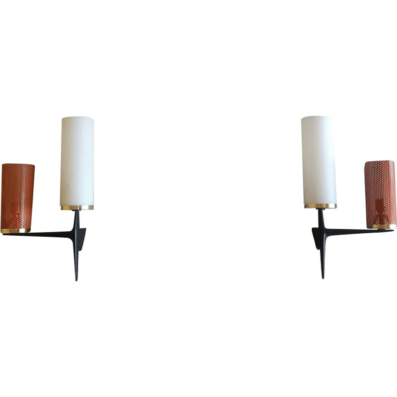 Set of 2 Vintage Wall lamps "Cylinder" for Arlus - 1950s