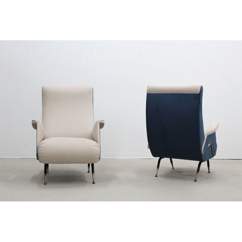 Suite de 2 fauteuils vintages italiens restaurés - 1950