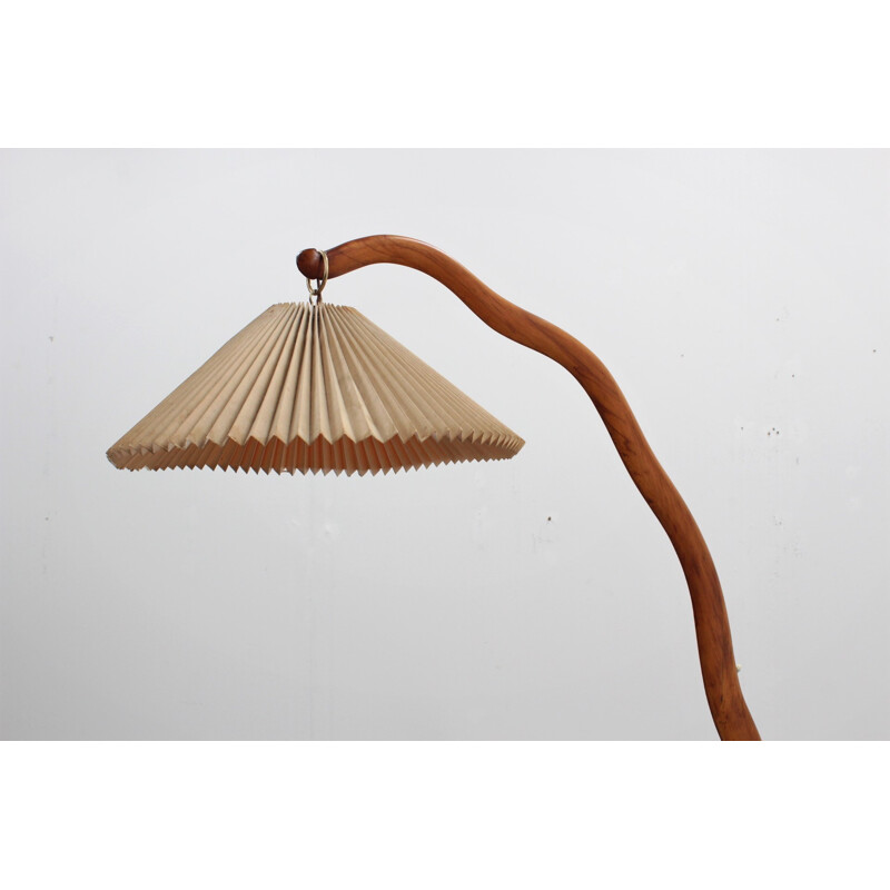 Vintage Curved Walnut Floor Lamp - 1940s