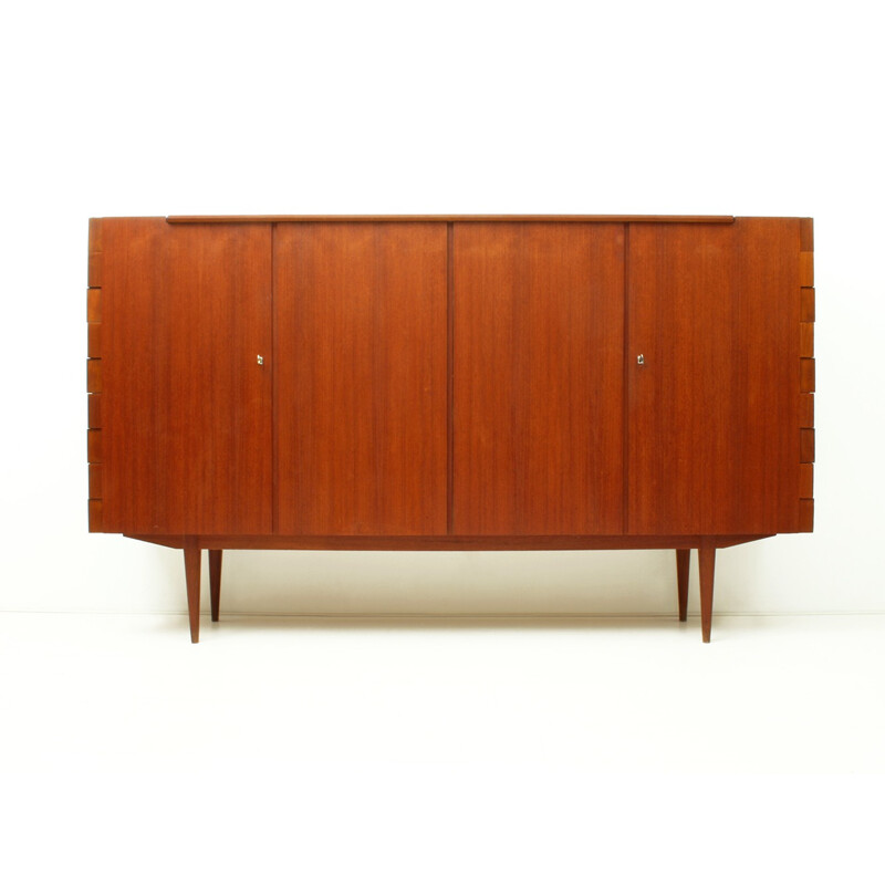 Highboard With Particular Hinge-Joints in Teak - 1960s
