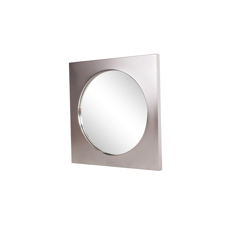 Vintage Belgo Chrom Mirror In Brushed Steel - 1980s