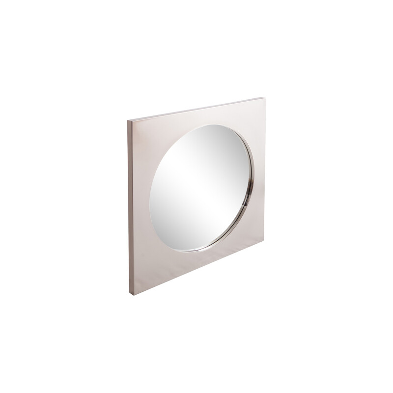 Vintage Belgo Chrom Mirror In Brushed Steel - 1980s