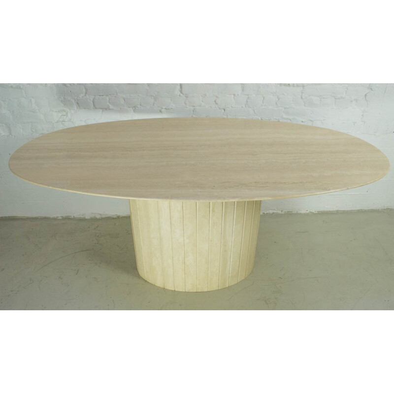 Table vintage ovale en travertin - 1970