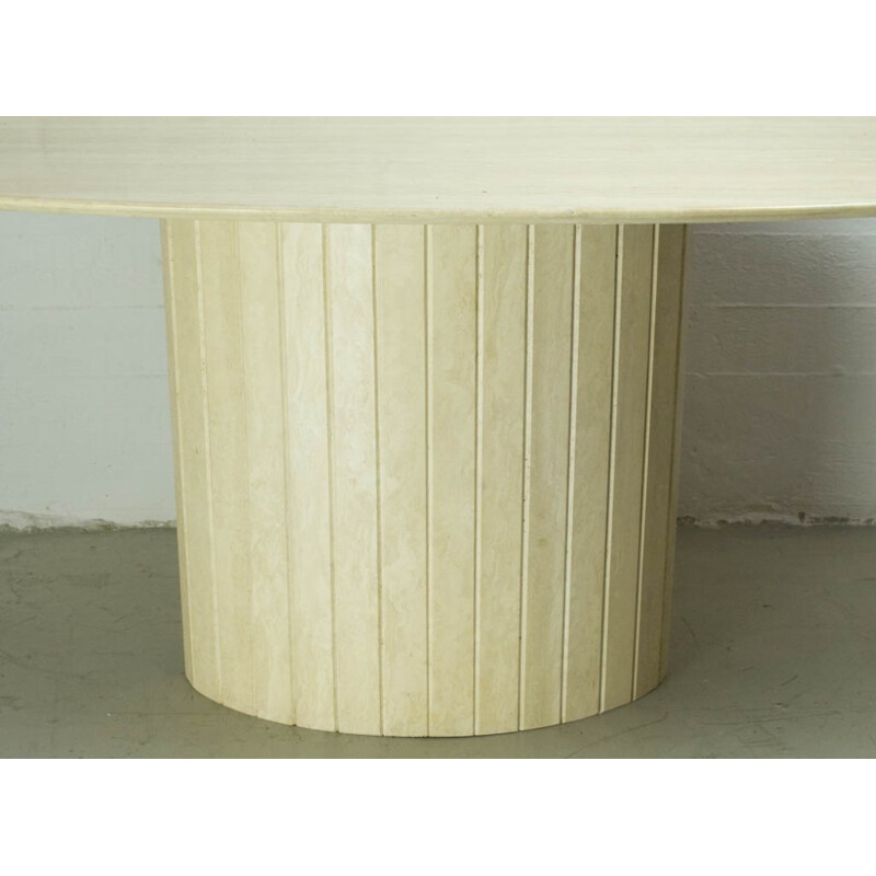 Vintage oval travertine table - 1970s